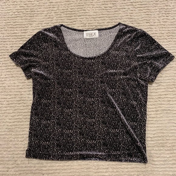 Vintage Gray Velvet Leopard Shirt Medium Jessica Petites - Picture 5 of 5